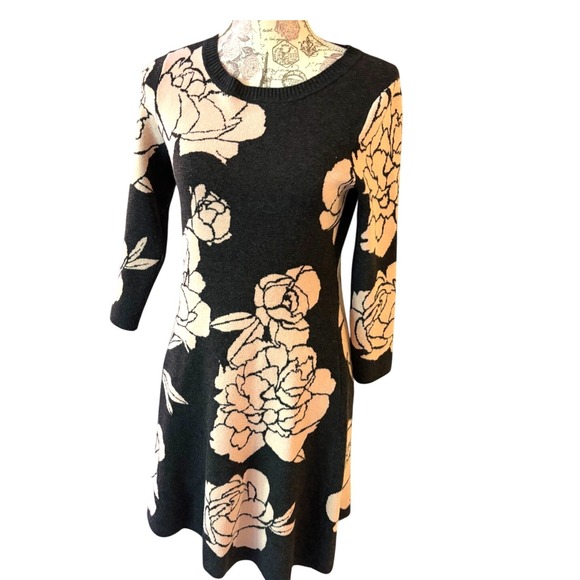Sz S Calvin Klein Women's Floral-Print Fit & Flare Sweater Dress - Picture 1 of 11